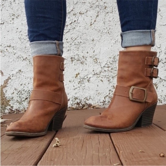 Lucky Brand Tommie Chestnut Booties Size 10 - Picture 1 of 12